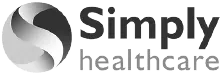 Simply Healthcare logo with stylized "S" in grayscale design.