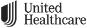 United Healthcare logo in grayscale with stylized shield symbol.