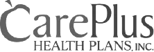 CarePlus Health Plans logo displayed in grayscale.
