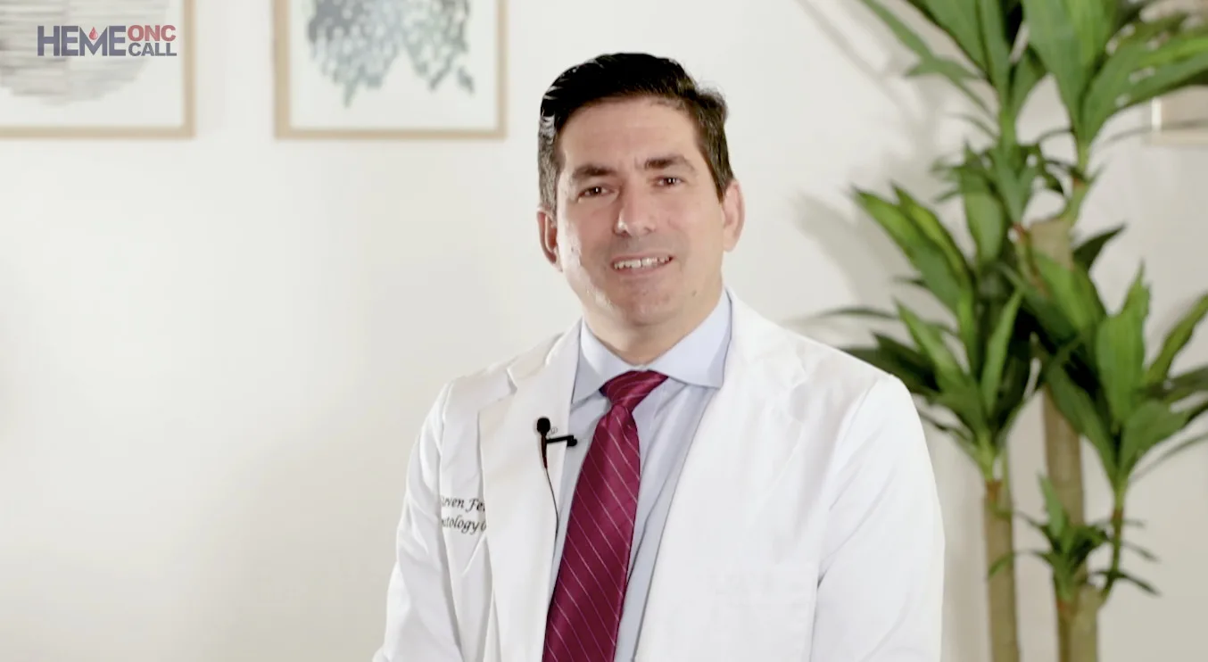 Doctor in a white coat discussing the rise of iron infusions as a treatment.